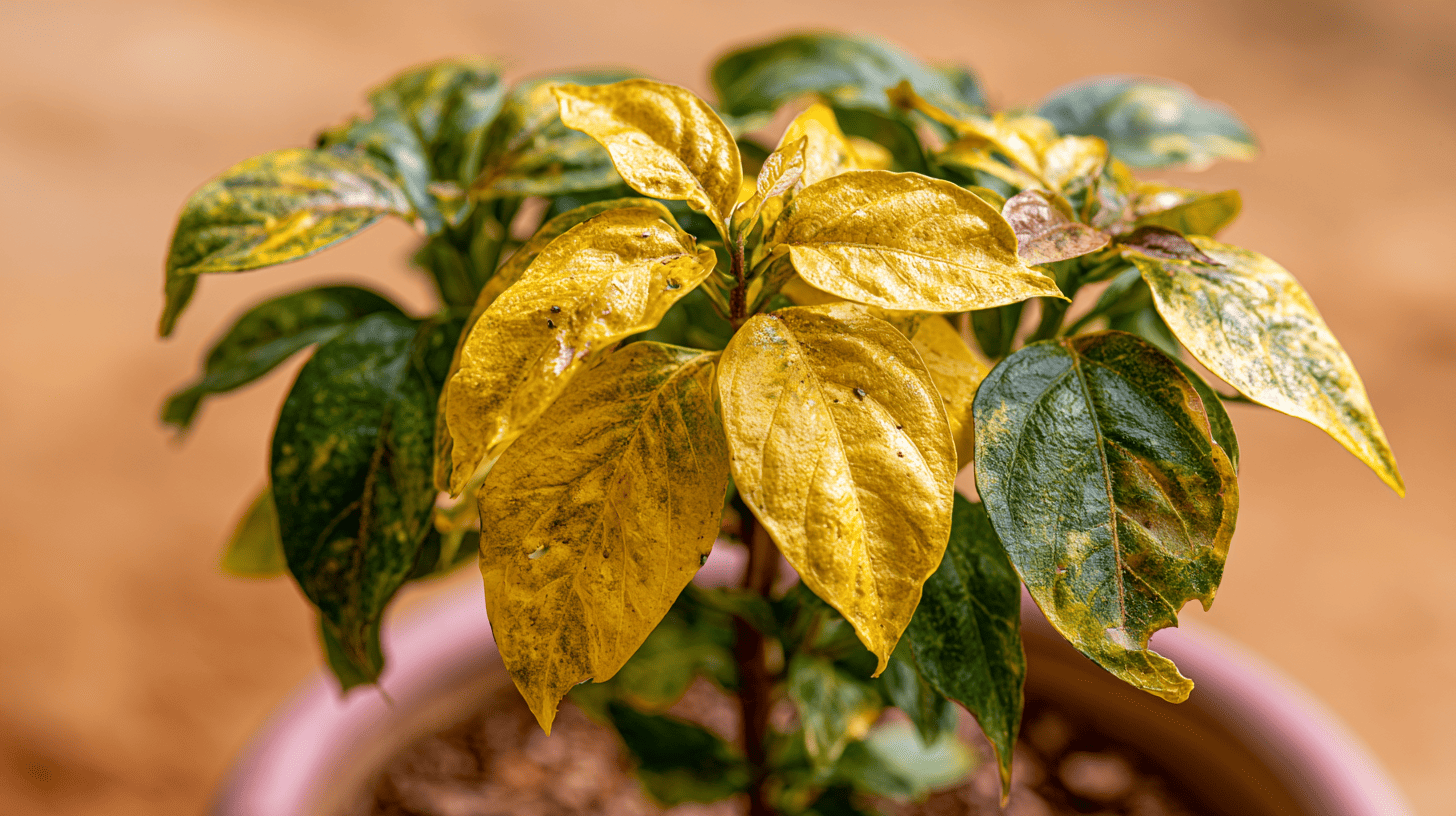 Yellow leaves on a houseplant showing a common plant-care symptom
