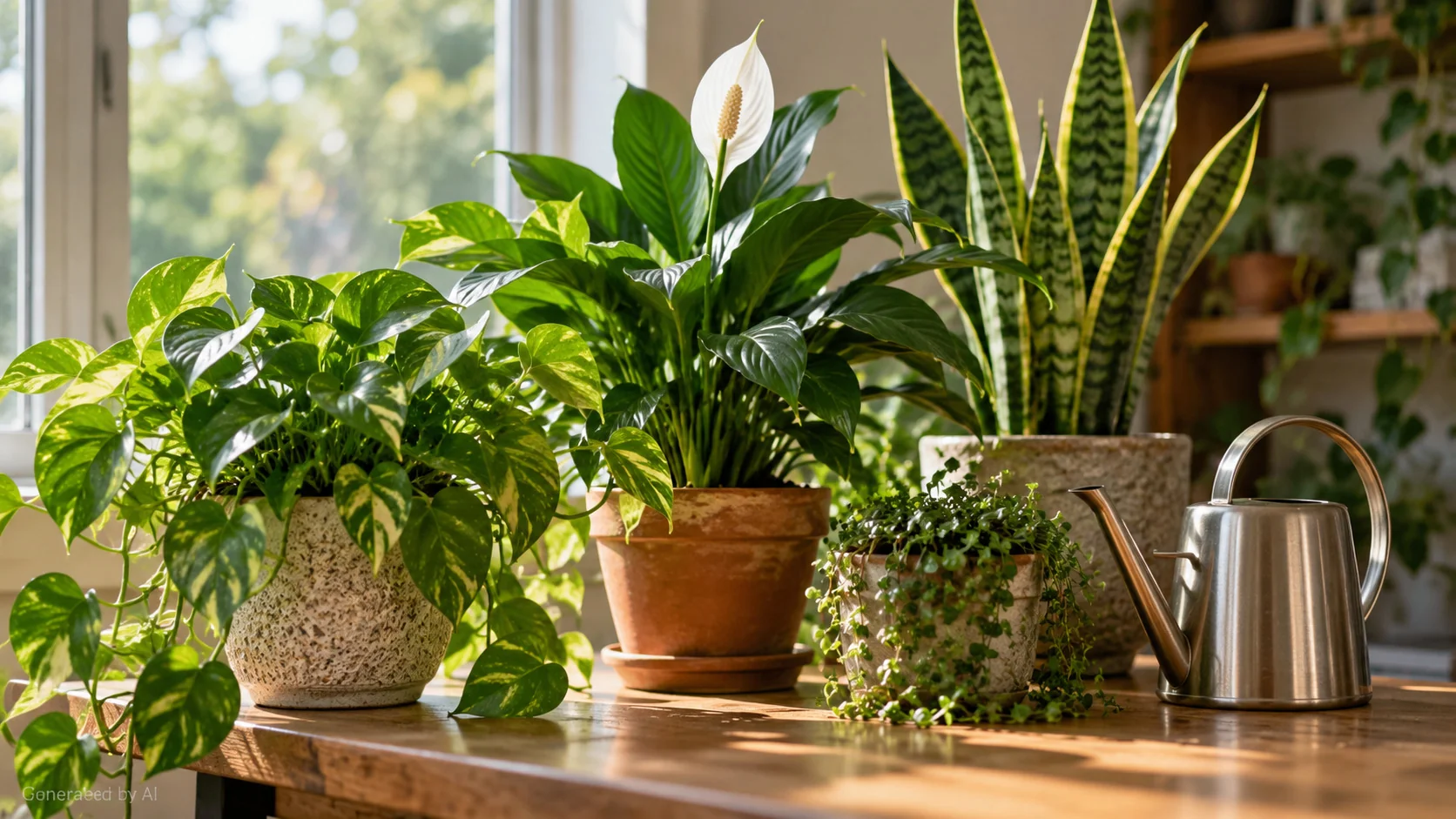 Two potted houseplants showing dry and moist potting soil